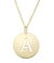 14K Gold Disc Initial A Necklace