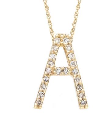 14kt Yellow Gold Diamond Necklace letter A