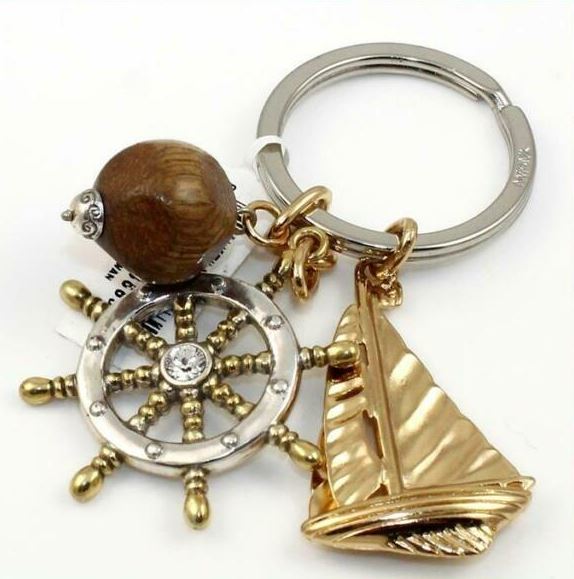 Brighton Windstar Nautical Gold Plated Key Fob Chain Ring E14400 - GREAT  AMERICAN JEWELRY ONLINE