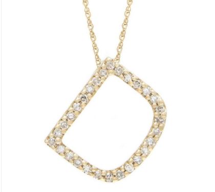 14Kt yellow gold diamond initial D with chain