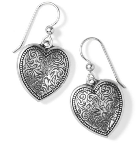 Romanza Heart French Wire Earrings - GREAT AMERICAN JEWELRY ONLINE