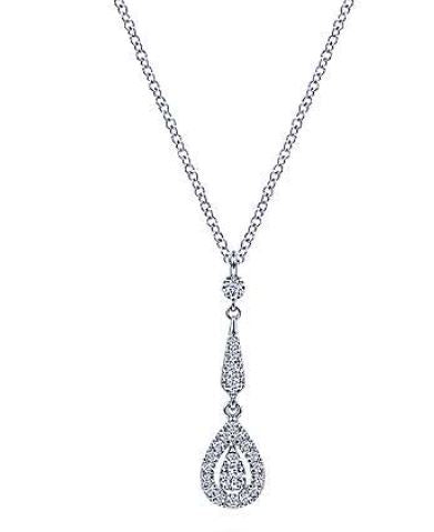 Vintage 14K White Gold Diamond Pendant Necklace