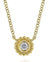 14K Yellow Gold Beaded Round Bezel Set Diamond Pendant Necklace by Gabriel & Co