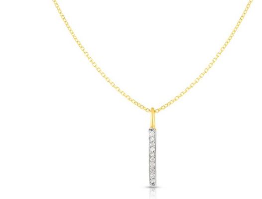 14K Yellow Gold .06ct Diamond Bar Necklace