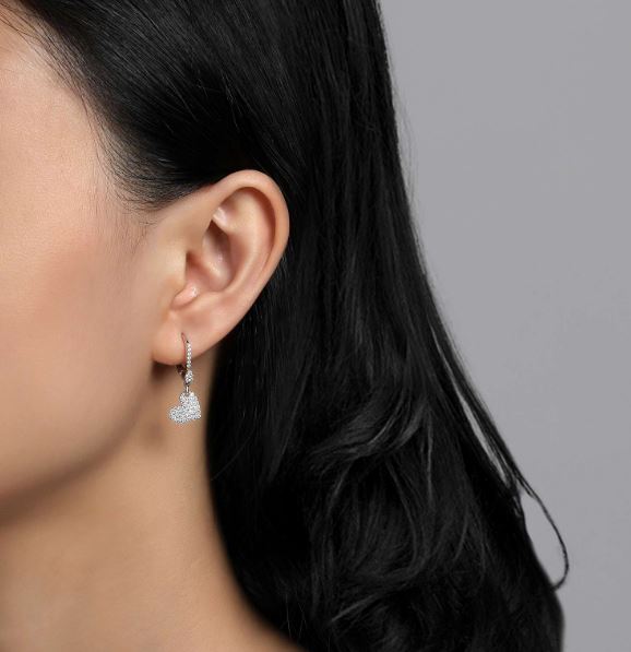 Leverback Heart Drop Earrings