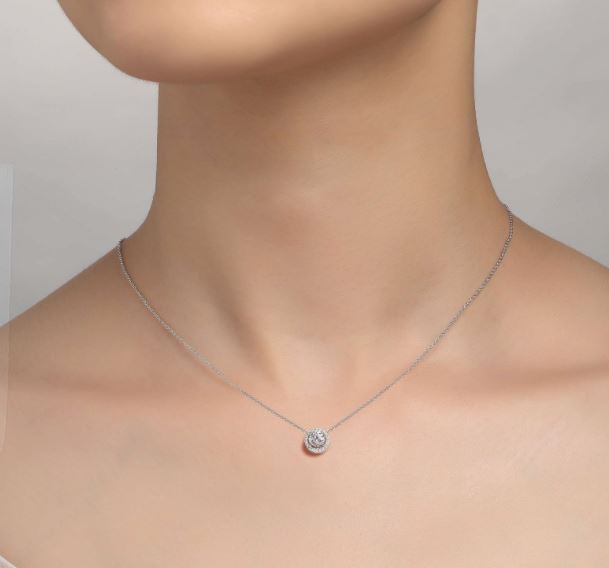 0.62 CTW Round Halo Necklace