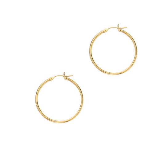 14K Yellow Gold 2mm Hoop Earring