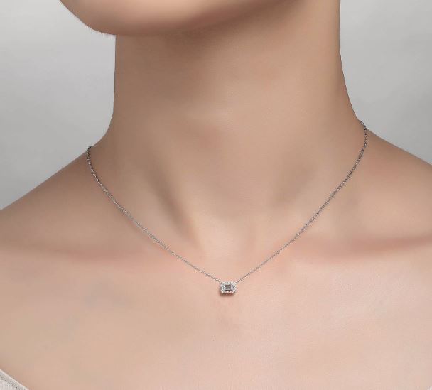 Baguette Halo Necklace