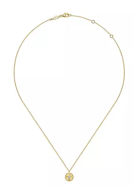 14K White-Yellow Gold Diamond Bujukan Pendant Necklace
