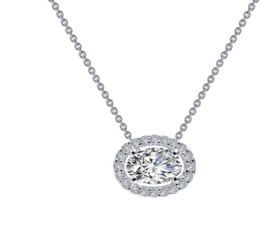0.63 CTW Oval Halo Necklace