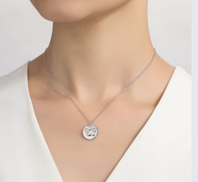 Paw Print Disc Necklace