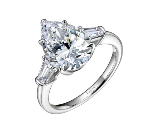 Classic Three-Stone Pear shapped Engagement Ring by Lafonn