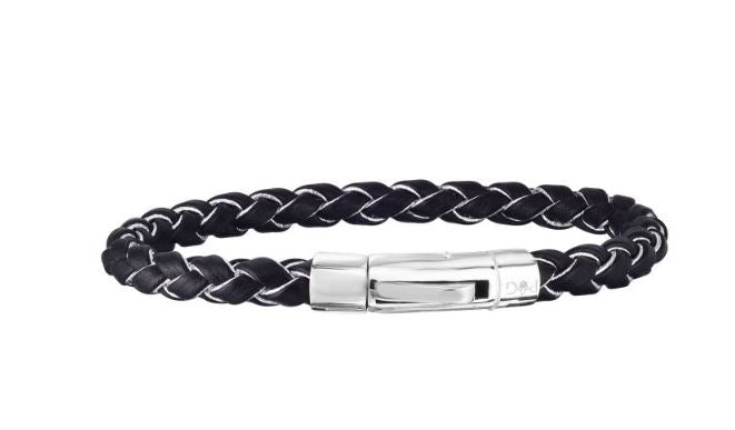 Sterling Silver Woven Leather Bracelet