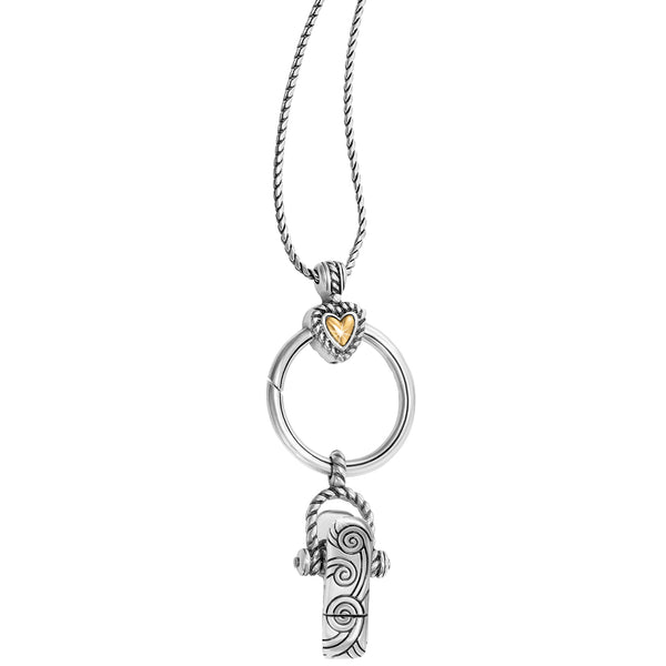 Heart Charm Reversible Badge Clip Necklace - GREAT AMERICAN JEWELRY ONLINE