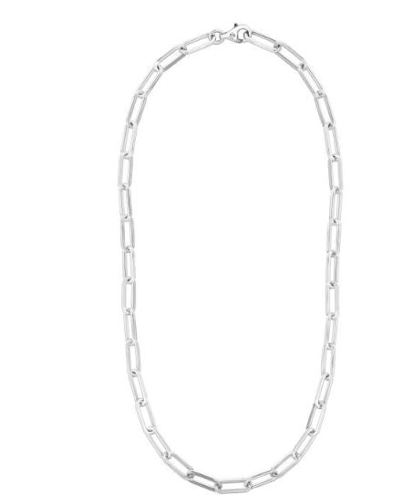 Sterling Silver Rhodium Paperclip Link Necklace