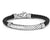 Sterling Silver Men's Twisted Cable Leather Bracelet