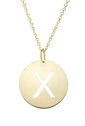 14K Gold Disc Initial X Necklace